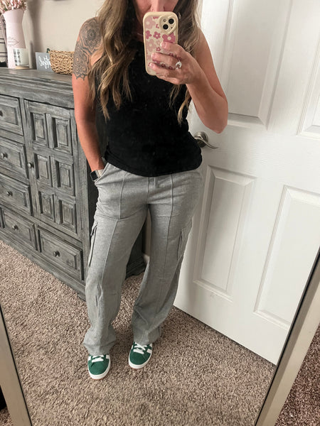 Grey textured pants